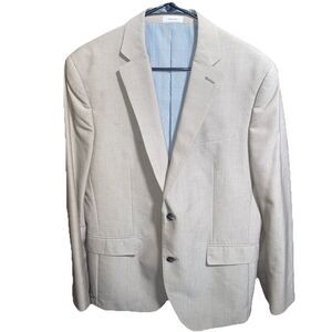 JF J Ferrar Blazer Jacket Men 42R Beige Slim Fit Two Button Sport Coat Suit